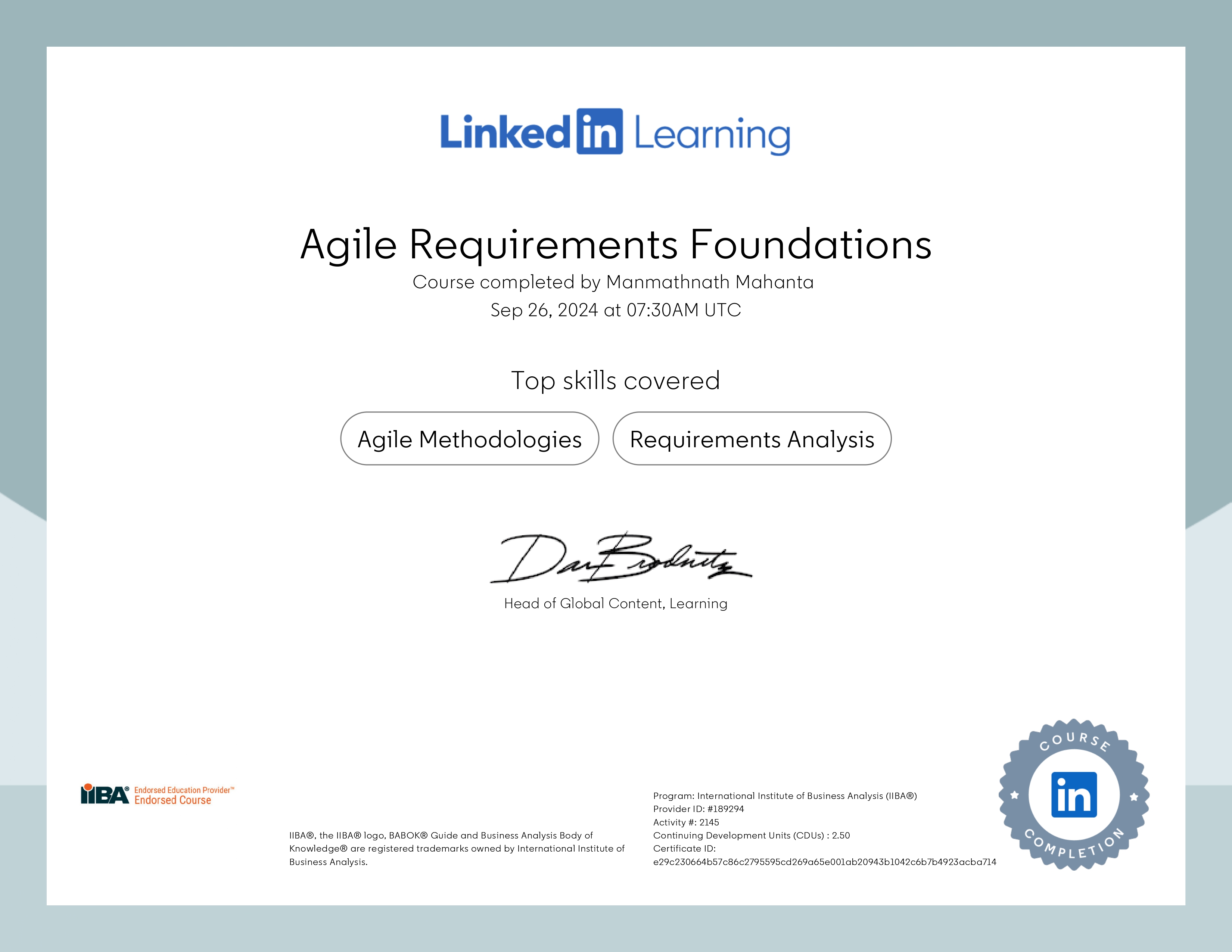 Agile Requirements Foundations Certification